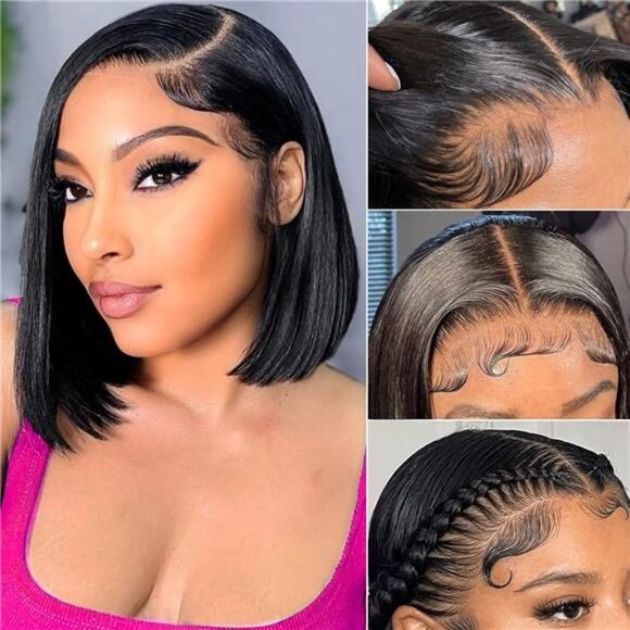 Bob Wig Human Hair 13x4 Frontal Lace Wigs for black Women HD Bob Lace Front main image 11